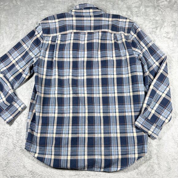 Carhartt Men’s L Blue Tan Plaid Long Sleeve Button Up Workwear Shirt - Picture 4 of 10